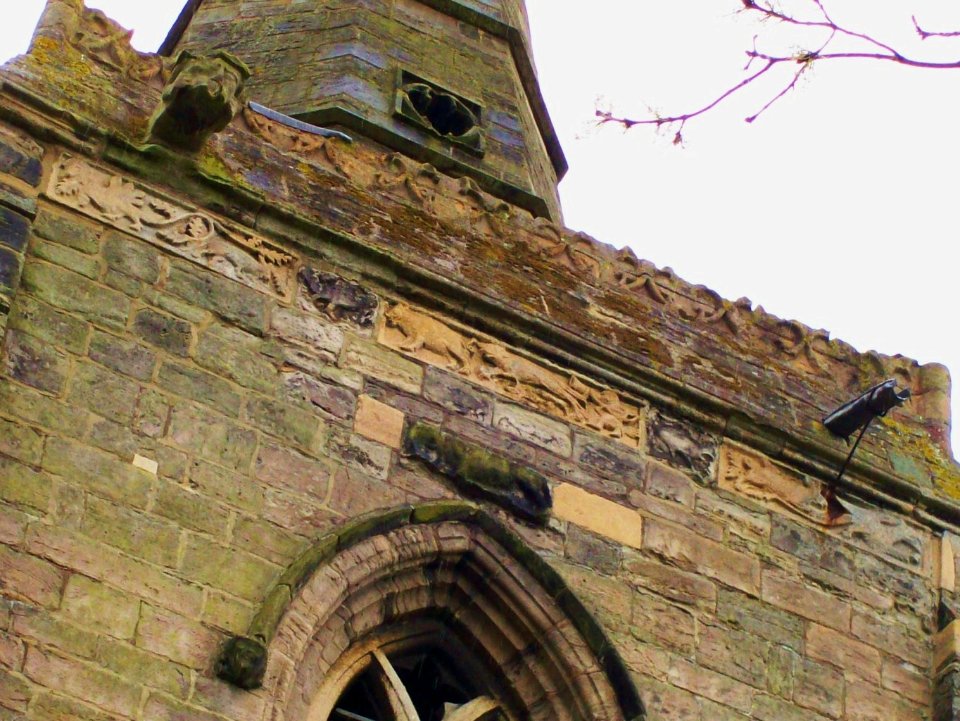 St Mary, Humberstone, close-up of tower