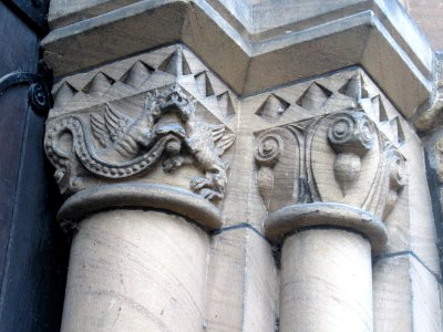St Michael and St Mary, Melbourne, Derbyshire, capitals at west door 02