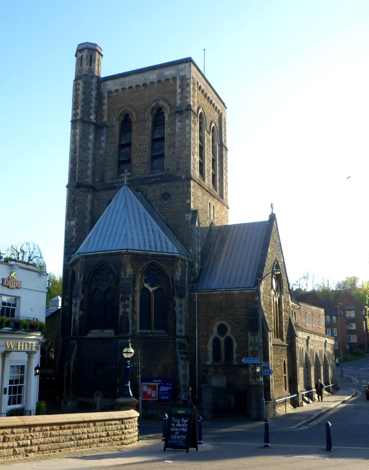 St Nicholas' Church, Bury Street, Guildford (April 2014, from East)