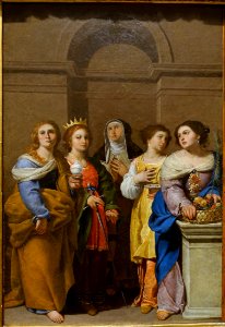 St Mary Magdalene, St Catherine of Alexandria, St Catherine of Siena, St Lucy, and St Dorothy, by Francesco Guarino, c. 1640-1645, oil on copper - Blanton Museum of Art - Austin, Texas - DSC07947