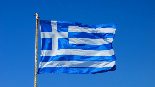 Greek flag waving photo