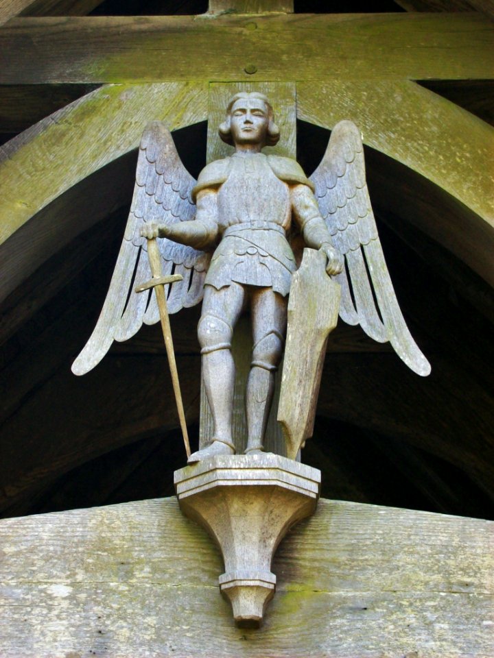 St Michael, Horsted Parva, carving of St Michael