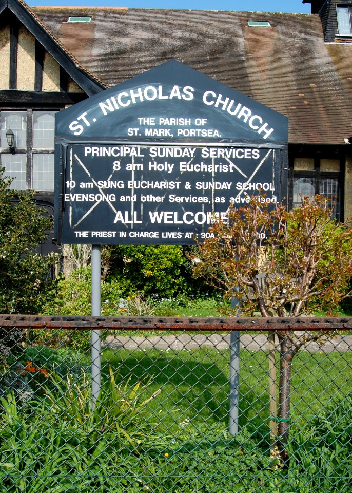 St Nicholas' Church, Battenburg Avenue, Hilsea (March 2019) (Signboard)