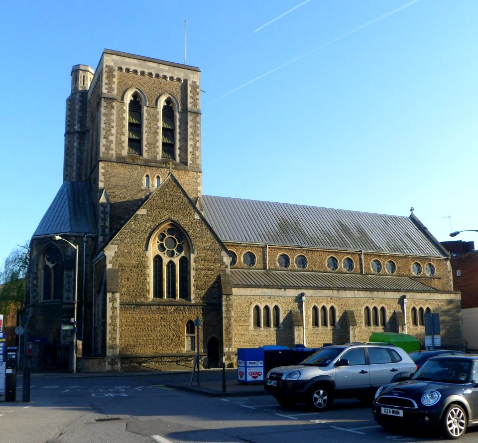St Nicholas' Church, Bury Street, Guildford (April 2014, from North-Northeast)