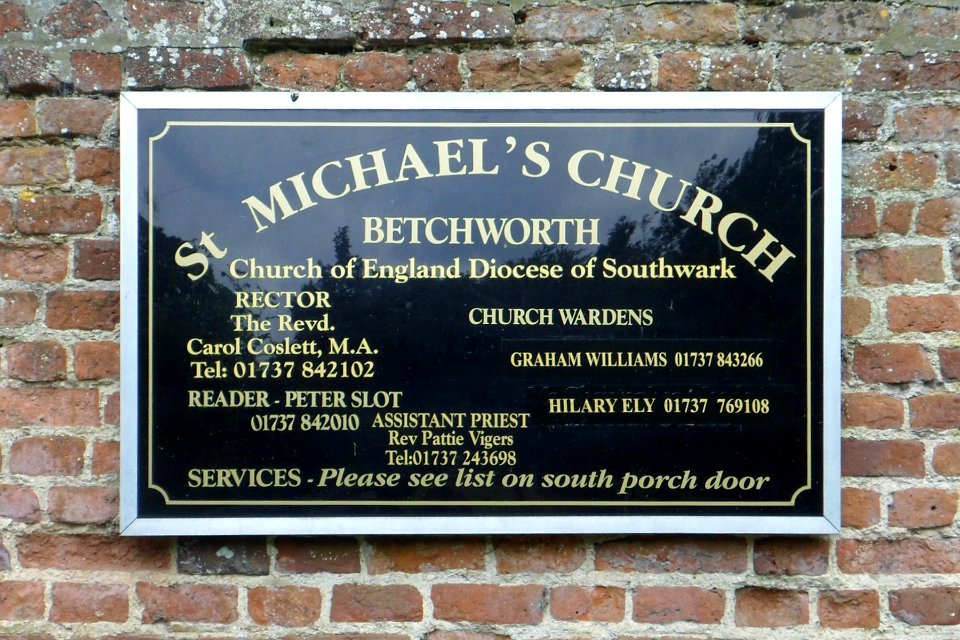 St Michael's Church, Church Street, Betchworth (July 2013) (Sign)