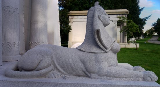Sphinx, Winter Mausoleum, Allegheny Cemetery, 2015-07-20, 01