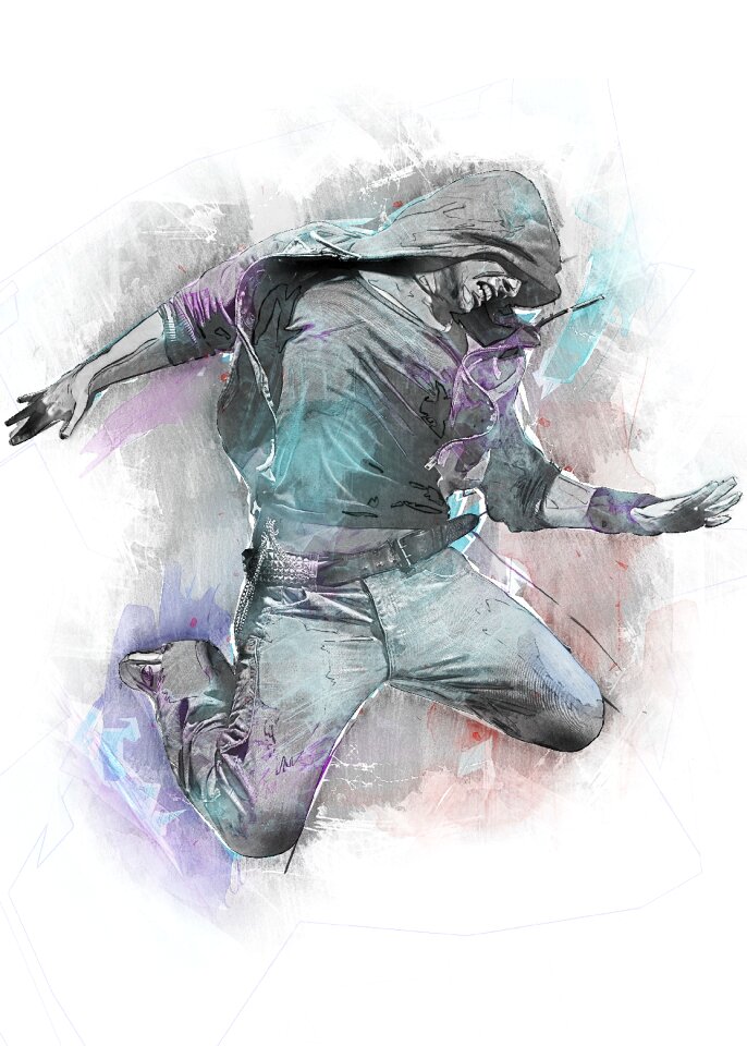 Male jumping person