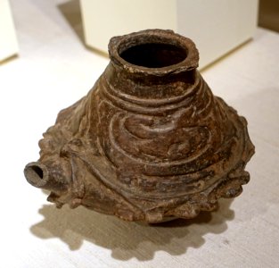 Spouted vessel with cord marks, Japan, Hokkaido, final Jomon period, c. 1000 BC, earthenware - Peabody Essex Museum - DSC07535