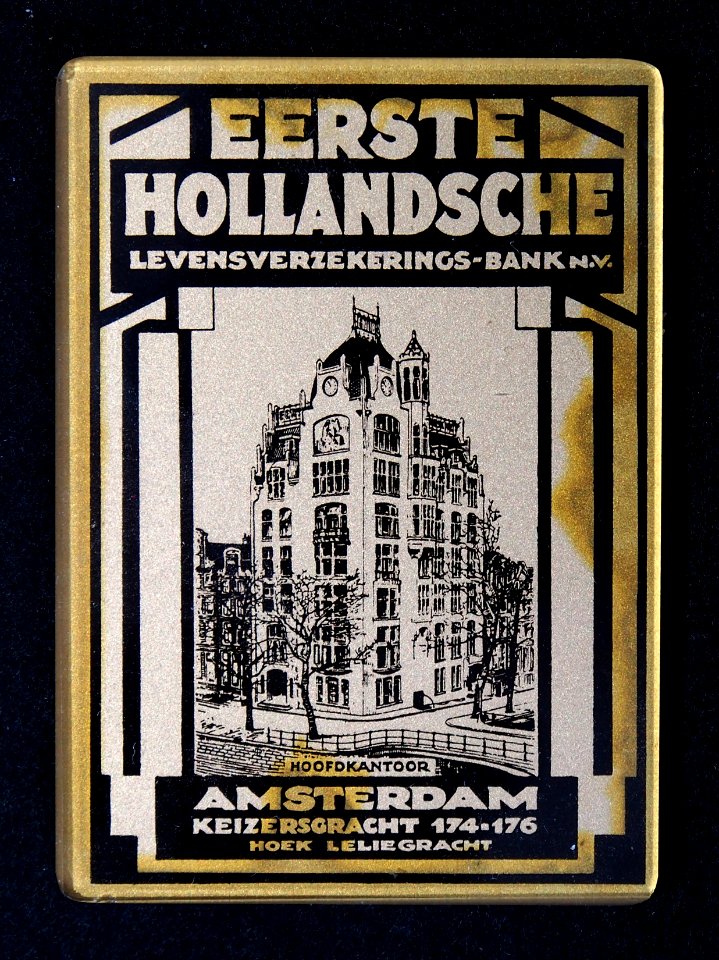 Spiegeltje van de Eerste Hollandsche levensverzekerings-bank NV, Amsterdam, Keizersgracht 174-176, foto1