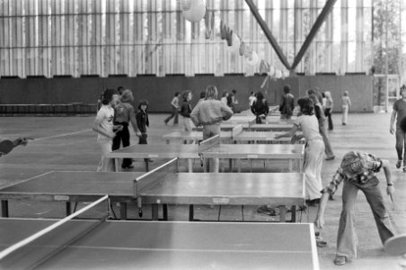 Sport en spel in oude en nieuwe RAI tafeltennis in nieuwe RAI, Bestanddeelnr 927-3420
