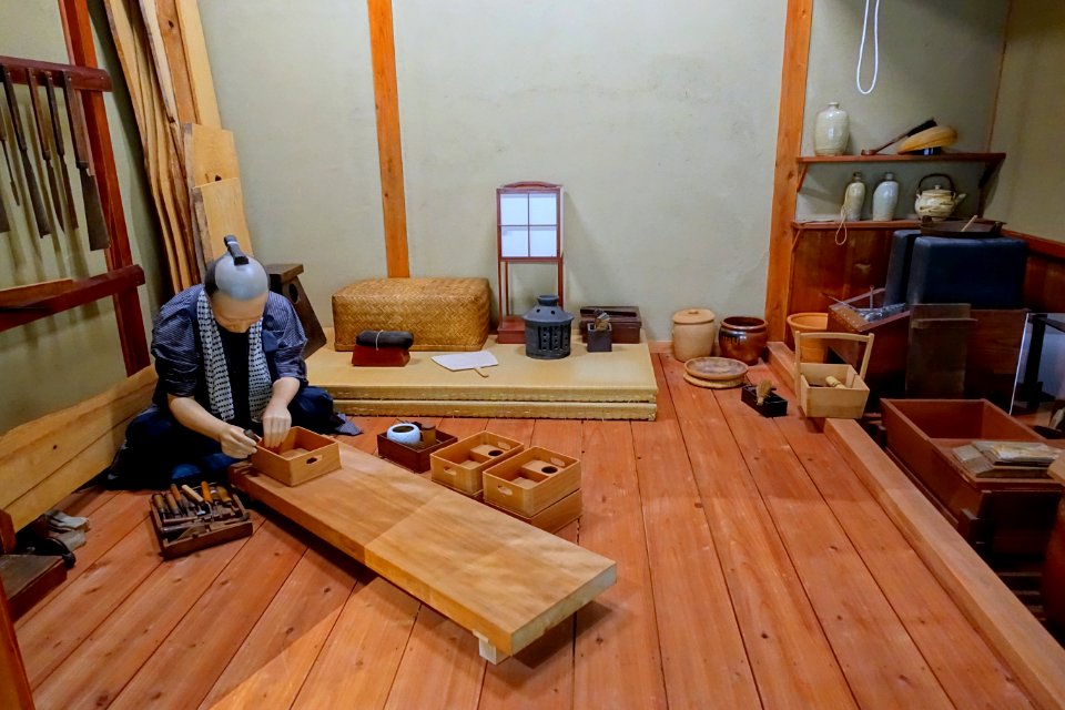 Split row house (munewari nagaya), model of Late Edo period, scale 1 to 1 - Edo-Tokyo Museum - Sumida, Tokyo, Japan - DSC06679
