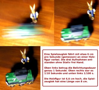 Spielzeuglok und Belichtungsdauer