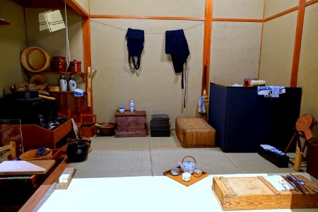 Split row house (munewari nagaya), model of Late Edo period, scale 1 to 1 - Edo-Tokyo Museum - Sumida, Tokyo, Japan - DSC06675