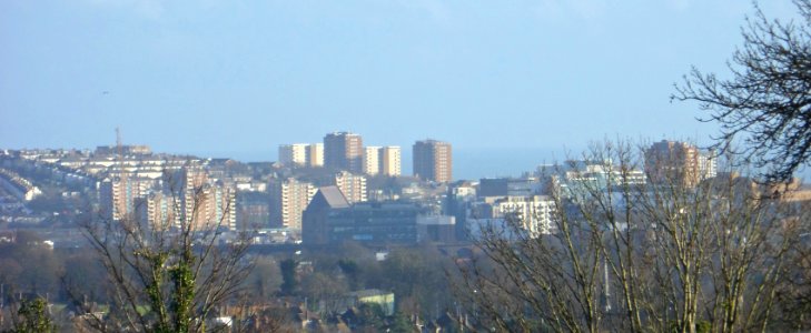 Southward view from Top of Colebrook Road, Westdene (February 2014)