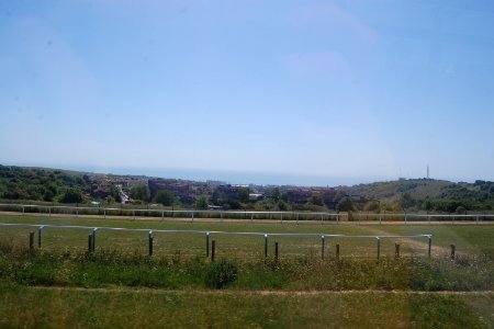 Southward view across Brighton Racecourse towards Whitehawk (May 2020)