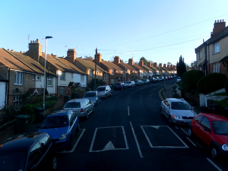 South-Southeastward view along Coombe Road, Brighton (December 2012)