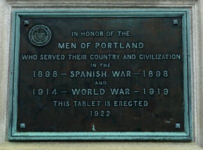 Spanish-American War and World War I Memorial plaque - Portland, Maine - DSC03877