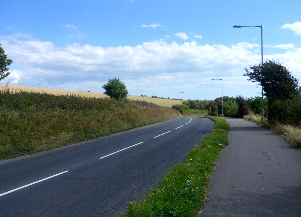 Southward view along Falmer Road, Ovingdean (August 2014)