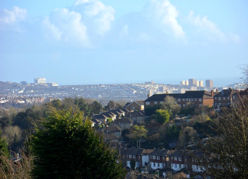 Southward view from Top of Mill Rise, Westdene (February 2014)