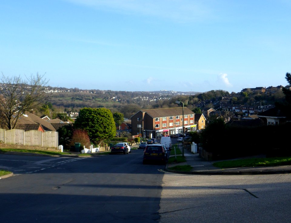 Southward view along Mill Rise, Westdene (February 2014) (1)