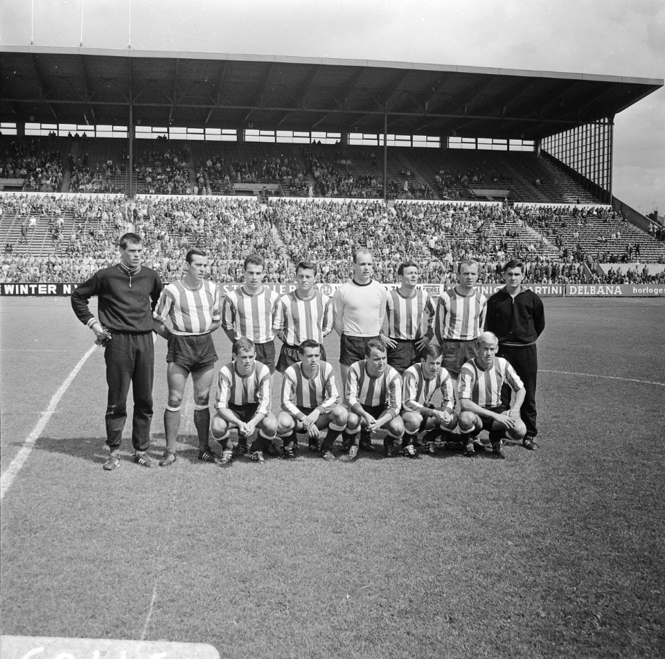 Sparta PSV 0-0, elftal PSV Boersma, Schrijvers, Van der Dorst, Donners, Heyink, , Bestanddeelnr 919-4765
