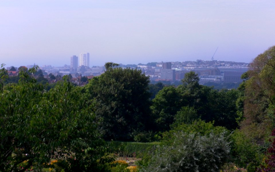 Southwestward view from Bear Road, Brighton, towards Brighton City Centre (August 2013) (2)