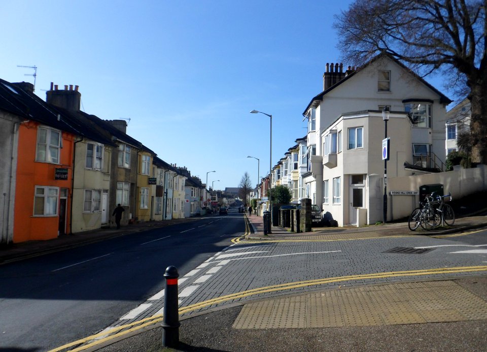 Southwestward view along Upper Lewes Road, Brighton (February 2014) (1)