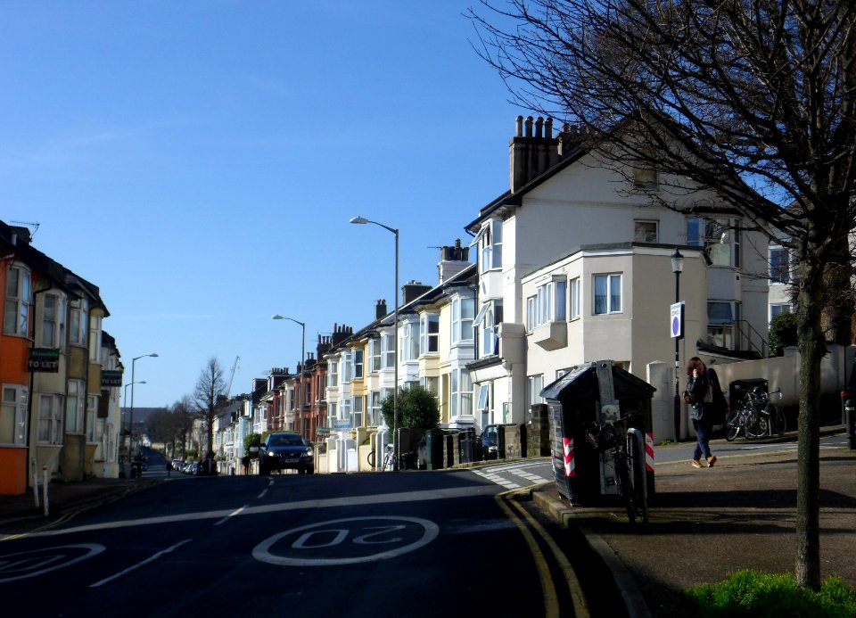 Southwestward view along Upper Lewes Road, Brighton (February 2014) (2)