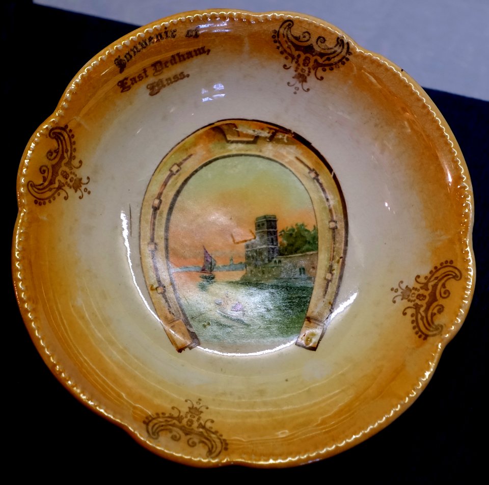 Souvenir of East Dedham, Mass, decorative bowl, date unknown - Museum Dedham Historical Society - Dedham Massachusetts - DSC04316
