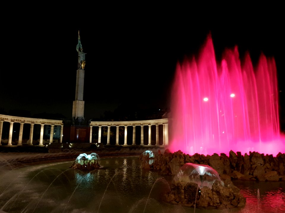 Soviet Army Memorial in Vienna at night