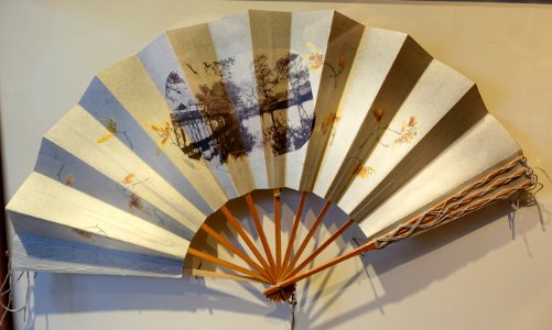 Souvenir fan, paper, wood, silk, paint - Concord Museum - Concord, MA - DSC05660