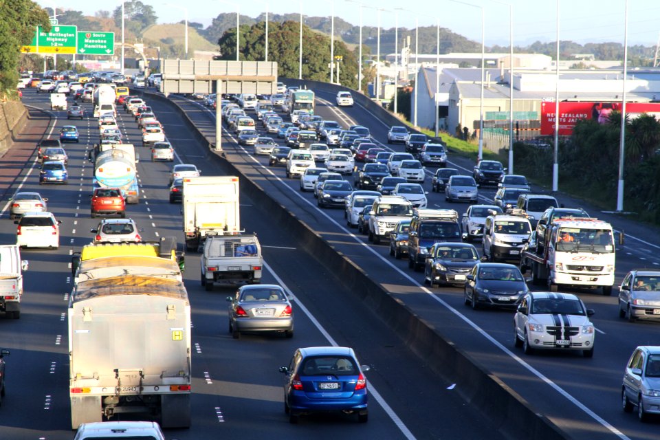 Southern Motorway Auckland traffic - copyright-free photo released to public domain