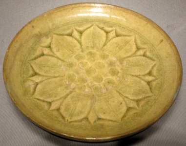 Southern dynasties dish, celadon glaze with lotus flower design, Tokyo National Museum
