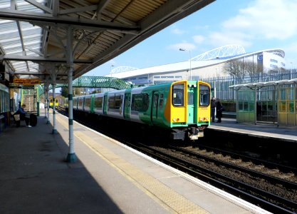 Southern EMU 313205 at Falmer Railway Station (Platform 1) (April 2013)