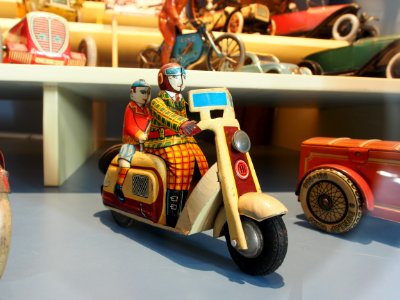 Speelgoedmuseum Deventer, clockwork wind-up tin toy, old scooter