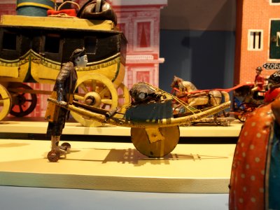 Speelgoedmuseum Deventer, clockwork wind-up tin toy, Chinese with handcar