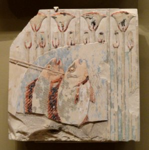 Spearing Fish, about 667-647 BC, Thebes, Late Period, late Dynasty 25 to early Dynasty 26, limestone - Cleveland Museum of Art - DSC08676