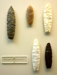 Spear tips (lanceolate), Late Paleo Early Archaic Indians, 8000-6000 BC, stone - Wisconsin Historical Museum - DSC03428
