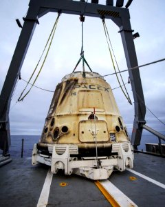 SpaceX CRS-11 Dragon capsule after splashdown