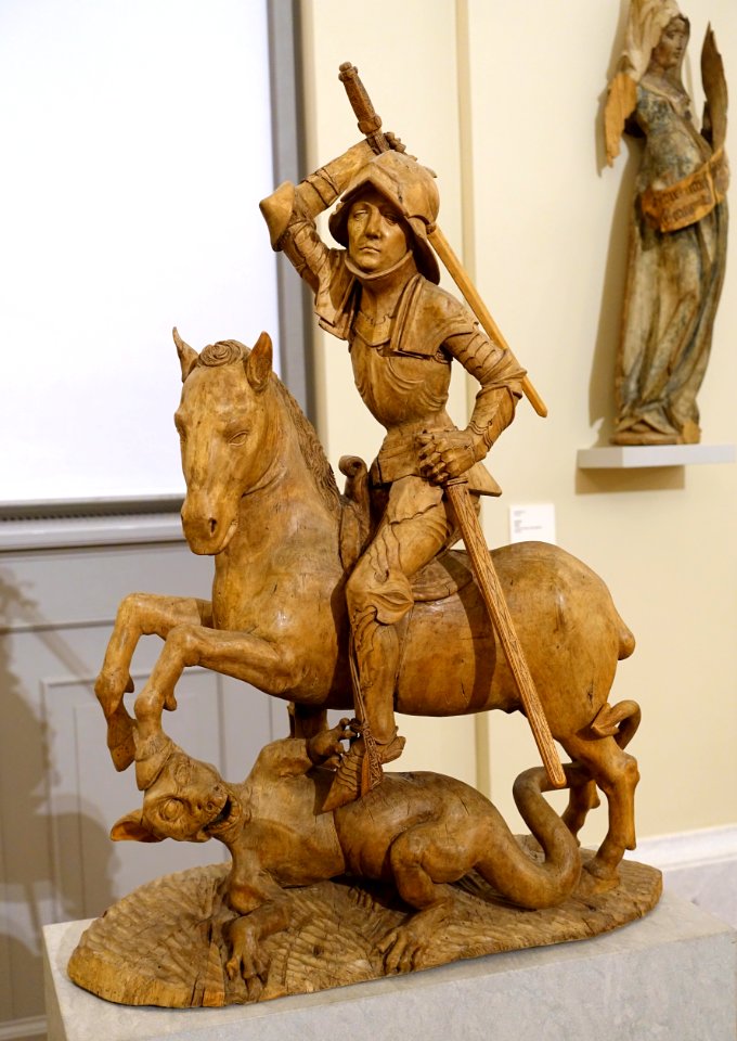 St. George and the Dragon, by Tilman Riemenschneider, c. 1490-1495, linden wood - Bode-Museum - DSC03599