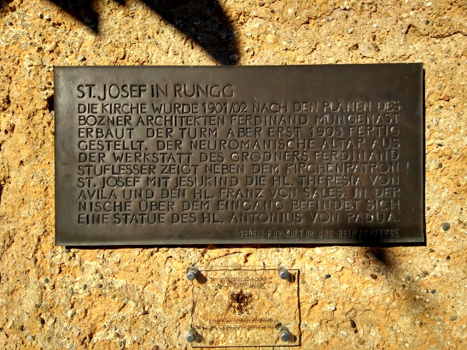 St. Josef in Rungg Informationstafel