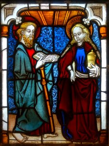 St. James and St. Mary Magdalene, Cologne or Lower Rhine, c. 1460, stained glass - Museum Schnütgen - Cologne, Germany - DSC09786