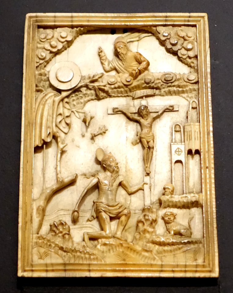 St. Jerome with Christ on Calvary, Sino-Portuguese, 16th-17th century, ivory - Museu do Oriente - Lisbon, Portugal - DSC07034