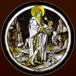 St. John the Baptist in a Landscape, Middle Rhine, c. 1480-1485, stained glass - Museum Schnütgen - Cologne, Germany - DSC09842