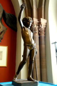 St. John the Baptist as a boy, sculpted by Paul Dubois, 1861, cast by J. Barbedienne, Paris, c. 1880, artificial bronze - Germanisches Nationalmuseum - Nuremberg, Germany - DSC03051