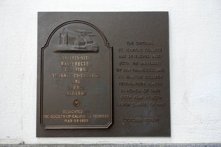 St. Ignatius College and Church plaque - San Francisco, CA - DSC06540 photo