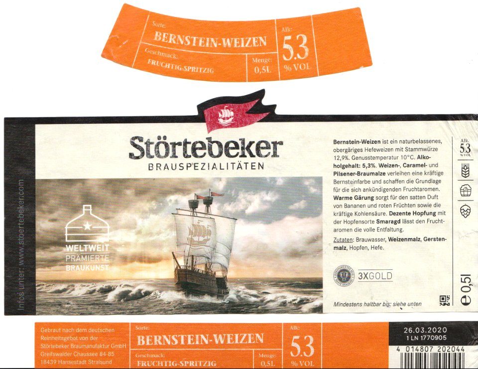 Störtebeker Braumanufaktur GmbH - Bernstein-Weizen