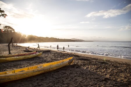 Sunset boats kayak photo