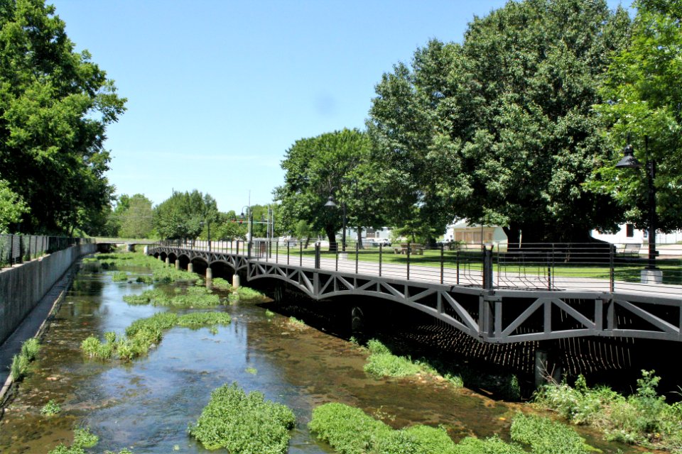 Spring Creek Boardwalk in downtown Springdale, Arkansas