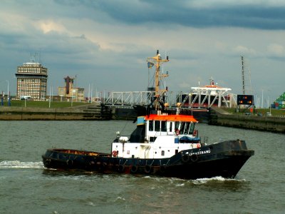 St. Annastrand IMO 8915471 Callsign ORKG in front of Berendrecht locks, Antwerp, Belgium 01-Jan-2005